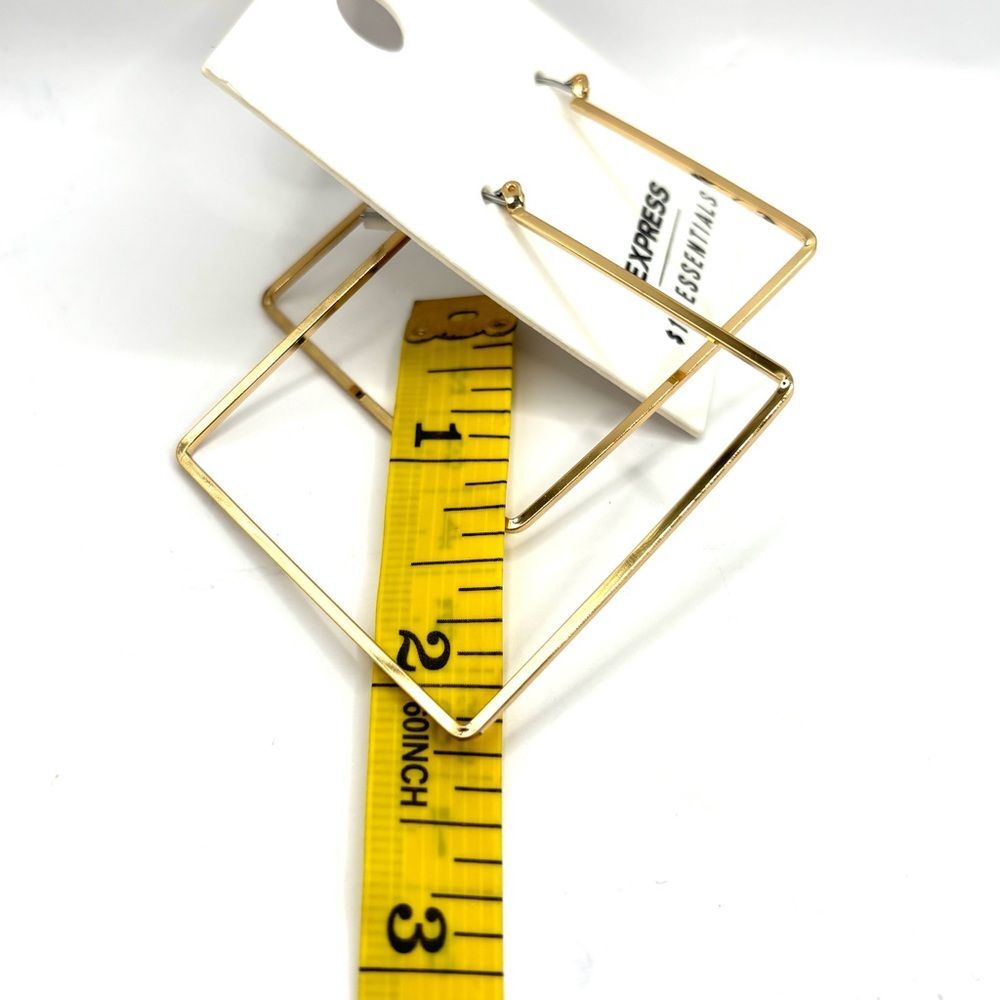 Express Gold Chain Hoop Geometric Square Hoop Earrings Set - Picture 7 of 8